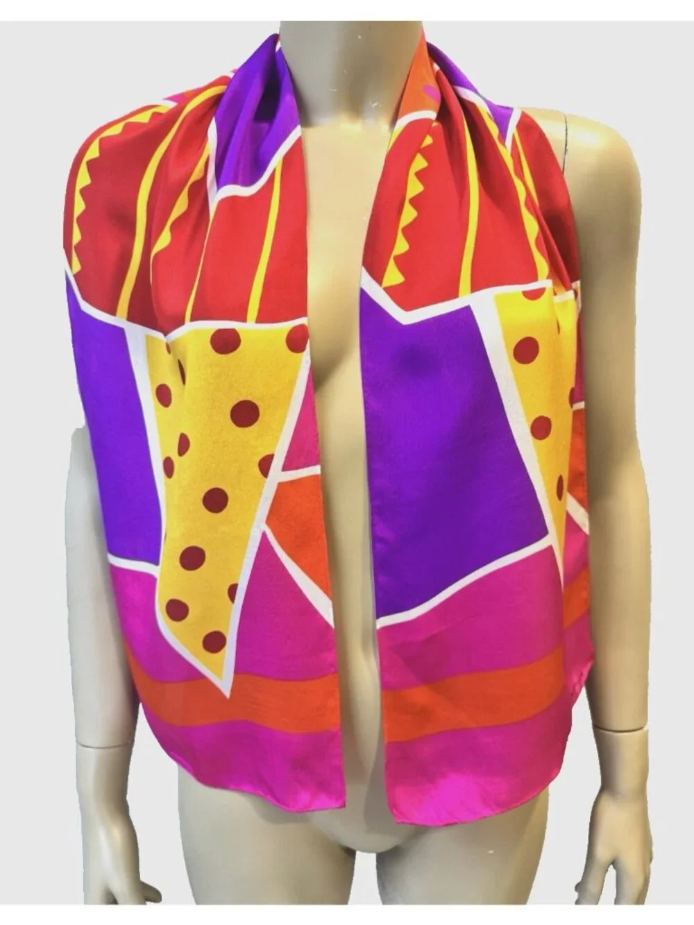 VTG Liz Claiborne Silk Scarf, Abstract POP, Geometric 10